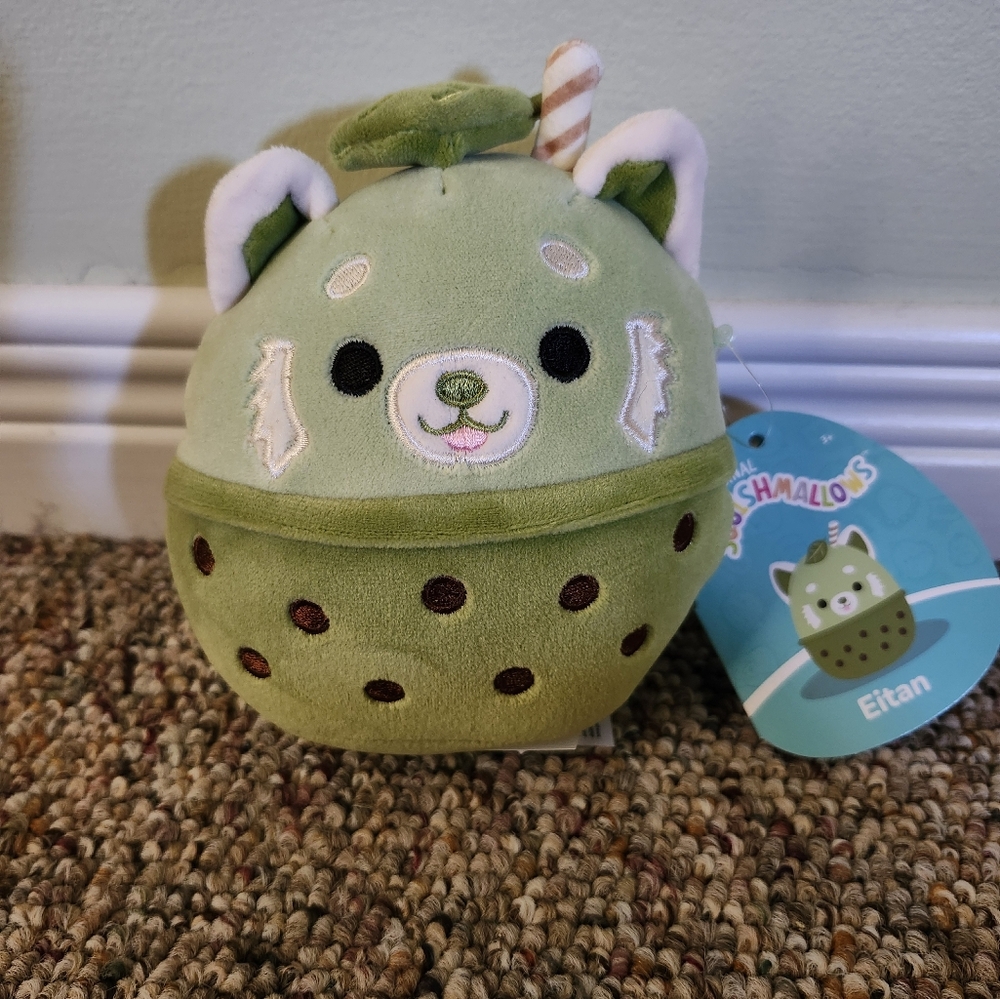 BNWT Red Panda Eitan Squishmallows Green Boba Plush
